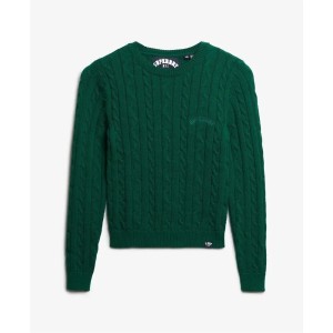 Sweter z cienkimi warkoczami, klasyczny, okrągły dekolt, damski Superdry