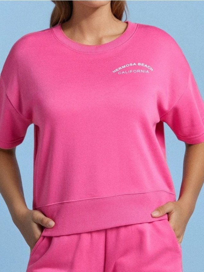 Bluza z krótkim rękawem - różowy