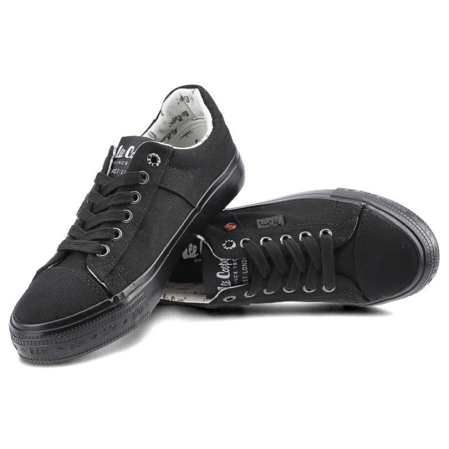 Trampki damskie Lee Cooper, sznurowany fason cholewka tekstylna niska cholewka przed kostkę gładka minimalistyczna forma gruba płaska podeszwa lekka