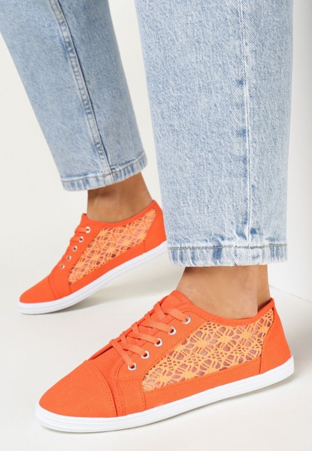 Pomarańczowe Tenisówki z Ażurowymi Bokami Ariemessa