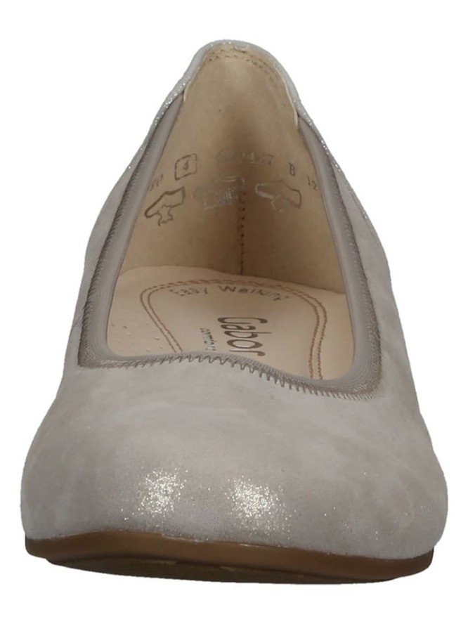 Gabor Skórzane baleriny w kolorze szarym na koturnie rozmiar: 38,5