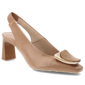 Sandały damskie Hispanitas, cholewka ze skóry naturalnej gładkie wykończenie elegancka klamra na przodzie stabilny obcas zapewniający komfort noszeni