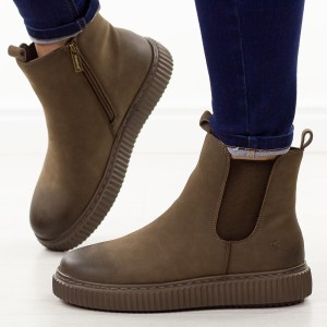 Brązowe skórzane botki damskie Cambell 19340