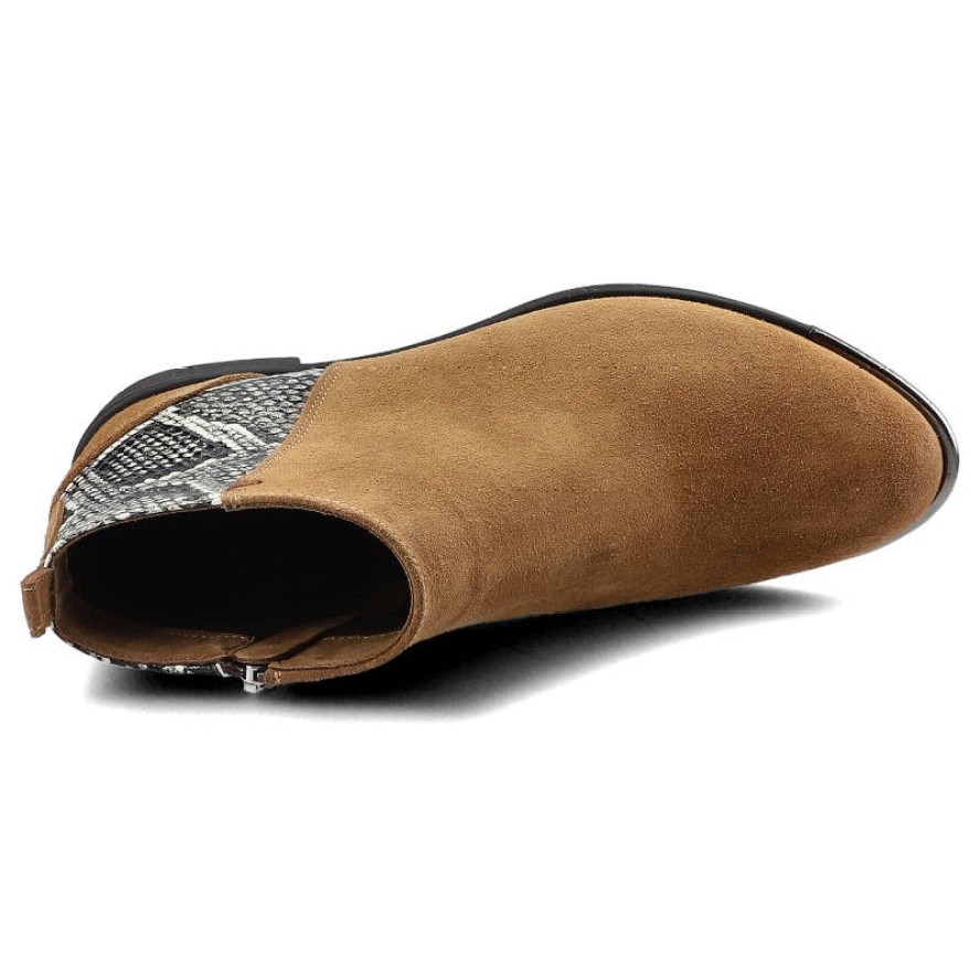 Brązowe Botki Carinii Damskie Wygodne Obuwie