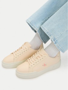 Calvin Klein Sneakersy Chunky Cupsole Laceup Lth Ml YW0YW01947 Kremowy