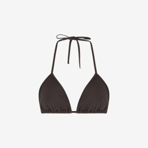 Damski premium bikini top trójkątny do pływania & surfingu - Brązowy