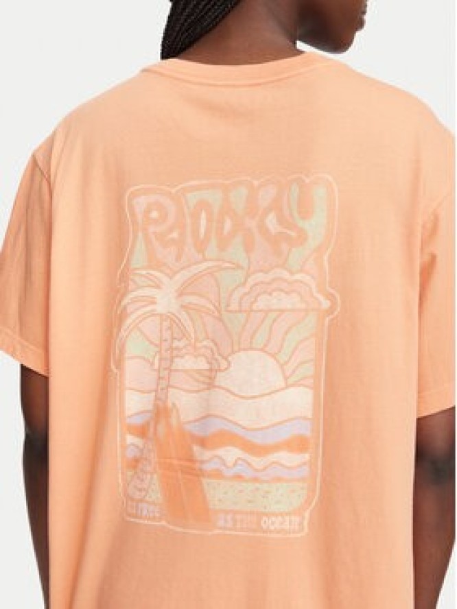 Roxy T-Shirt Enzyme Wash ERJZT05966 Pomarańczowy Oversize