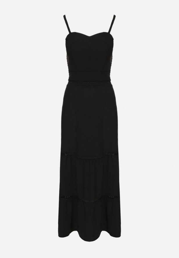 Czarny Komplet z Dopasowanym Topem i Rozkloszowaną Spódnicą Addira