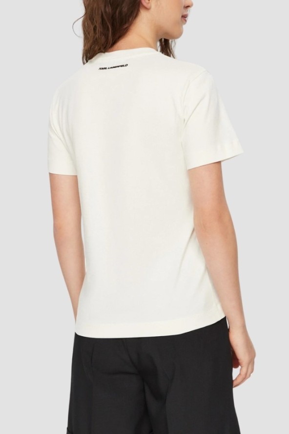 KARL LAGERFELD Beżowy damski t-shirt Ikon Sketch Karl, Rozmiar S