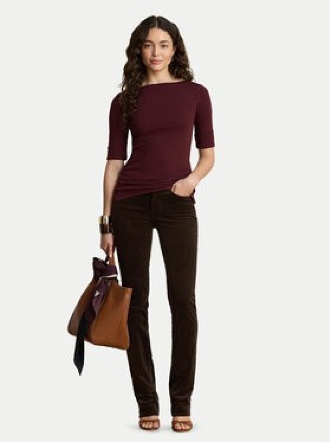 LAUREN RALPH LAUREN Bluzka 200654963196 Bordowy Slim Fit