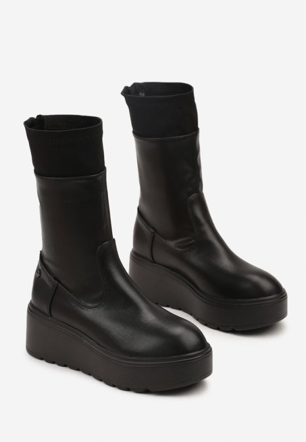Czarne Botki na Platformie Vices Typu Grunge Anerriva