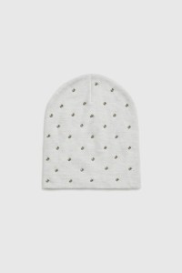 Czapka z koralikami szara