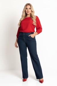 Eleganckie granatowe spodnie Jeangaliny11 o kroju wide leg PLUS SIZE XXL OVERSIZE JESIEŃ