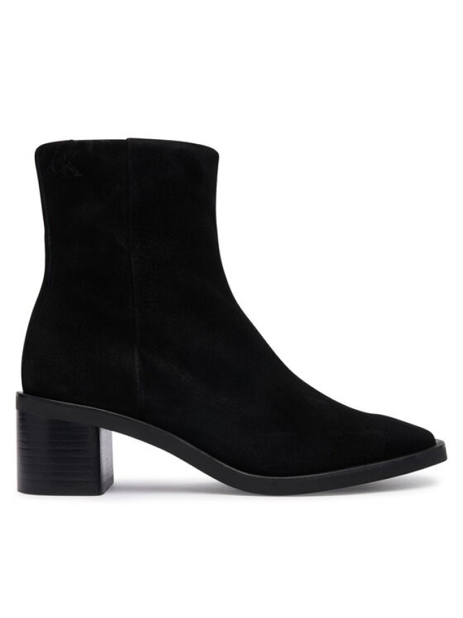 Calvin Klein Botki Block Heel Ank Boot Suede HW0HW03221 Czarny