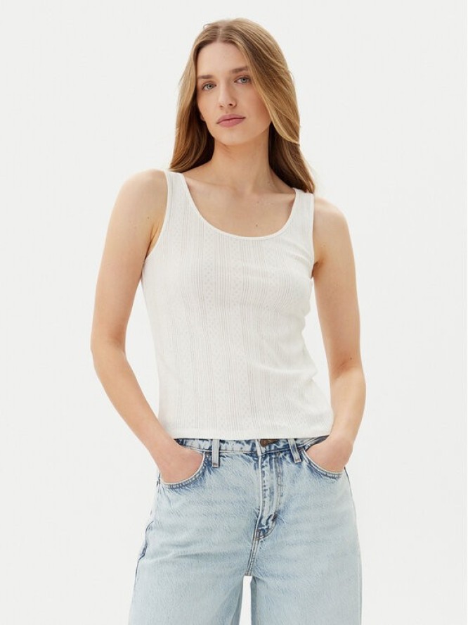 Pieces Top Fia 17155482 Biały Slim Fit