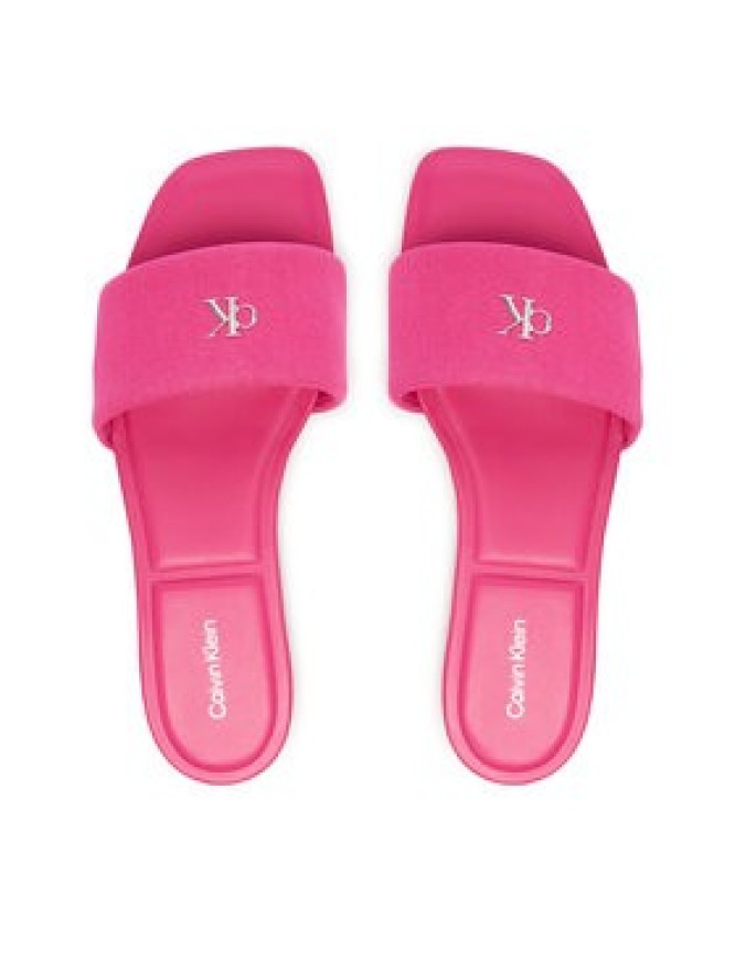Calvin Klein Klapki Square Flat Sndl Canvas Hw HW0HW03129 Różowy