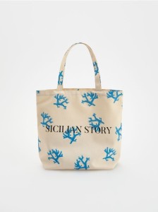 Płócienna torebka z nadrukiem - niebieski