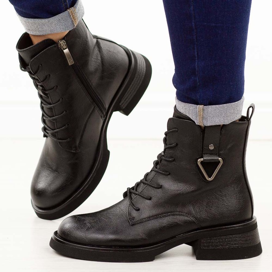 Czarne botki damskie Potocki 12719