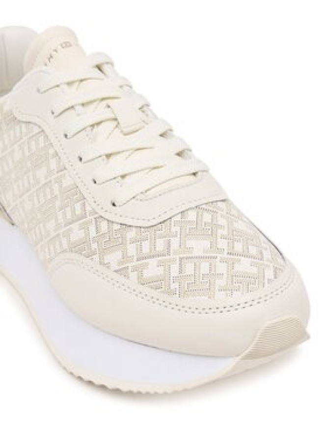 Tommy Hilfiger Sneakersy Chic Monogram Runner FW0FW09051 Écru