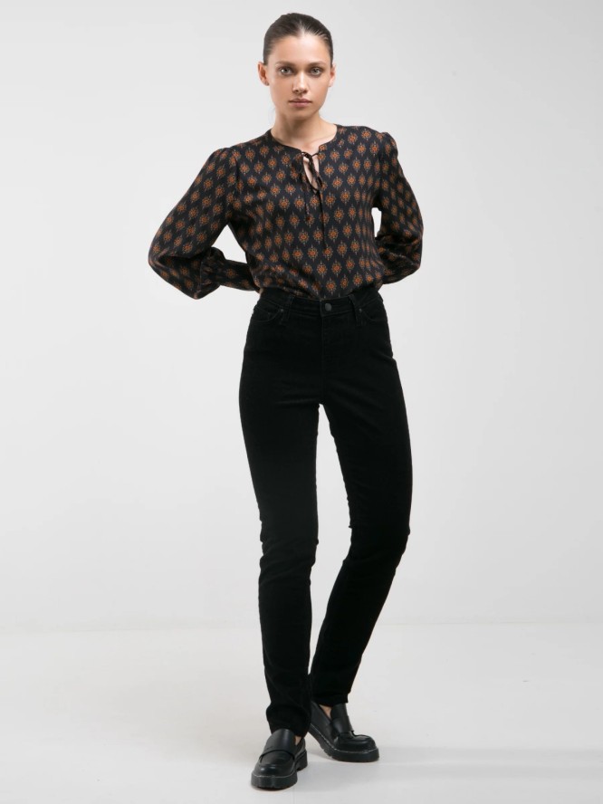 Spodnie damskie sztruks czarne Katrina High Waist Cord 906