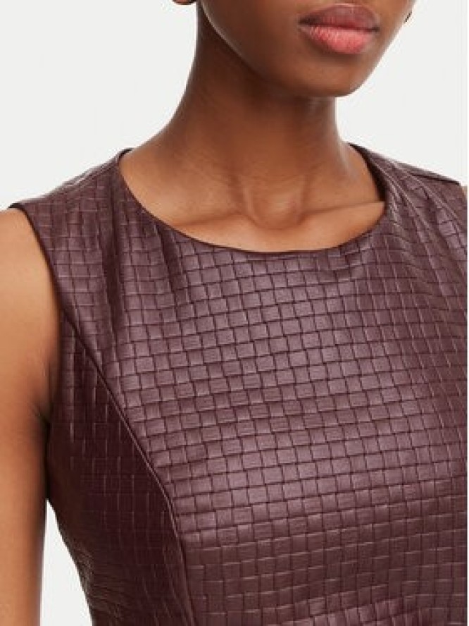 Rinascimento Sukienka z imitacji skóry CFC0130414003 Bordowy Regular Fit