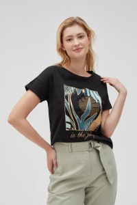 T-shirt z nadrukiem czarny