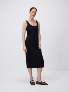 Bawełniana sukienka midi - czarny