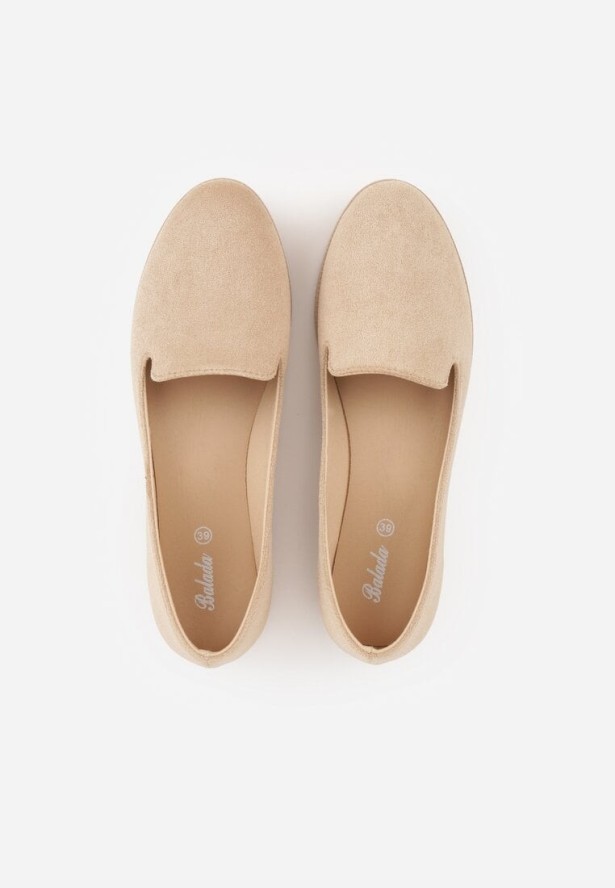 Ciemnobeżowe Balerinki Typu Mokasyny Ravinda