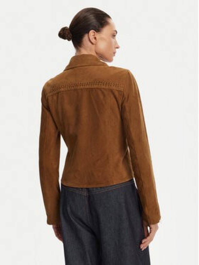 Serge Pariente Kurtka skórzana Oxford Vs Brązowy Slim Fit