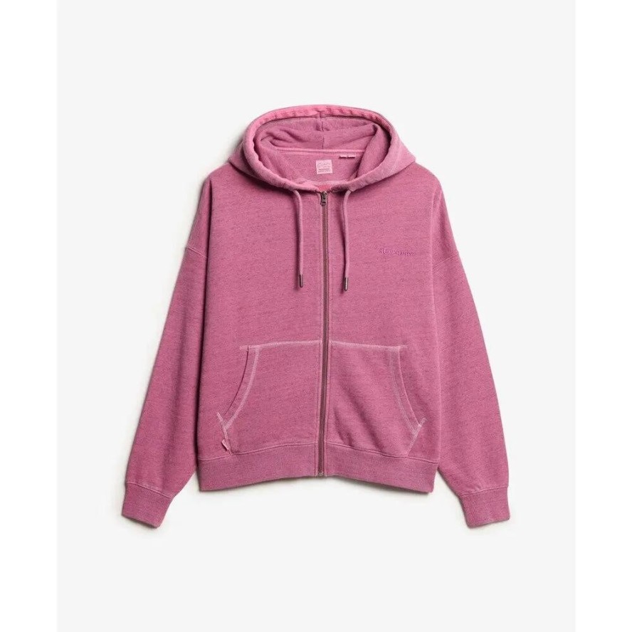 Damska bluza z kapturem na zamek z barwionego materiału Superdry Logo Essential