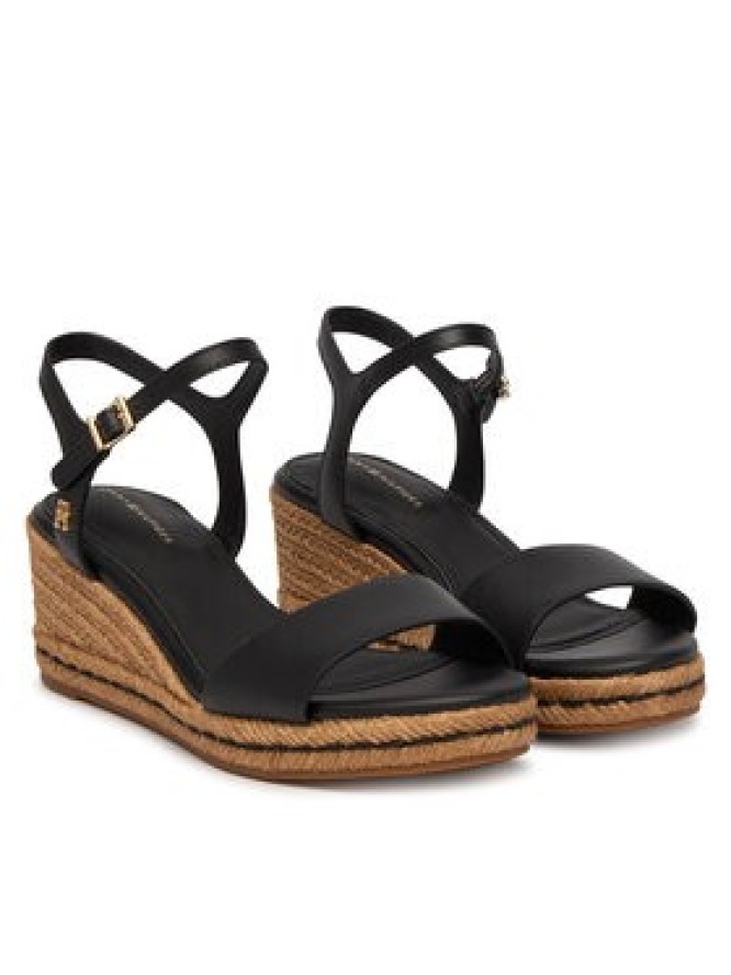 Tommy Hilfiger Espadryle Mid Wedge Espad Leather FW0FW09340 Czarny