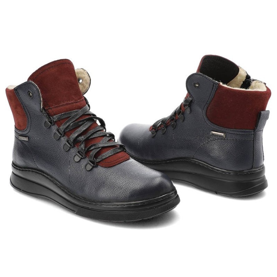 Granatowe Trzewiki Pollonus Ocieplane Obuwie Damskie