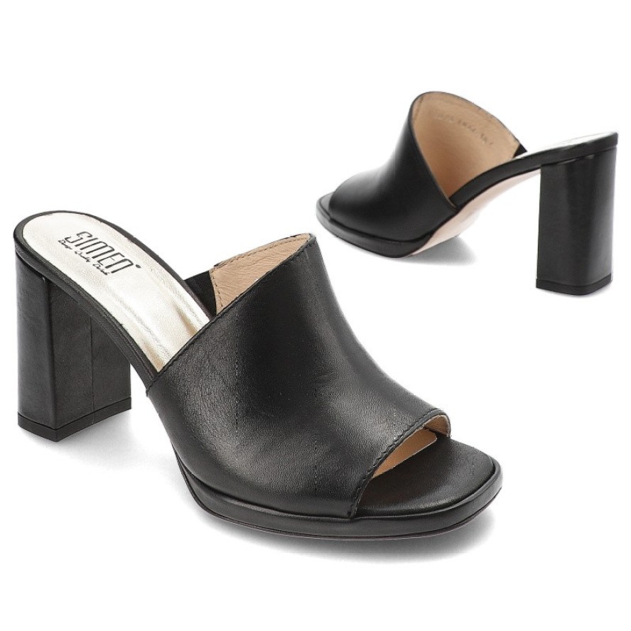 Czarne Klapki Simen Modne Obuwie Damskie