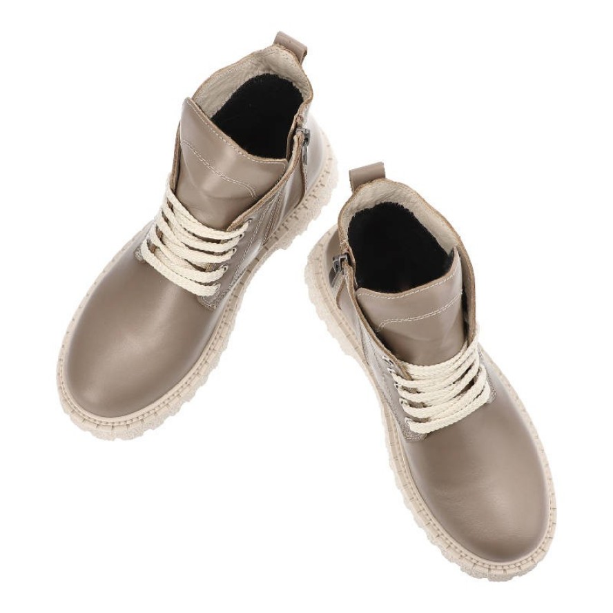 Beżowe Botki Ravini Damskie Codzienne Obuwie