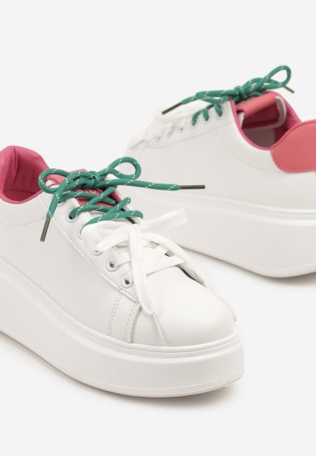 Biało-Różowe Sneakersy Ozdobione Podwójnym Wiązaniem Zdivane