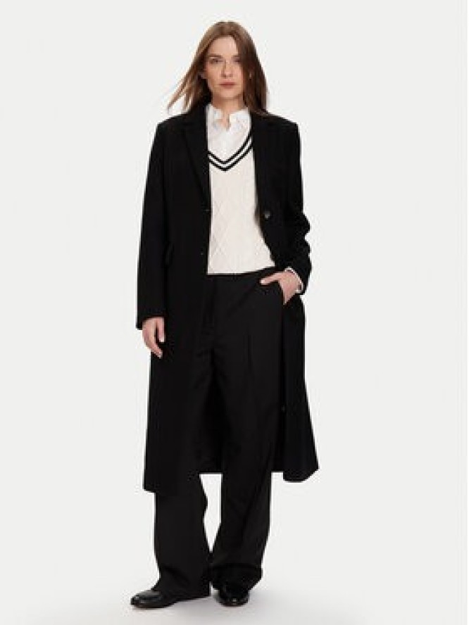 Tommy Hilfiger Płaszcz wełniany Classic WW0WW47445 Czarny Regular Fit
