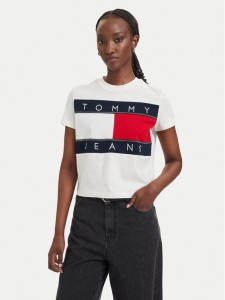 Tommy Jeans T-Shirt Flag DW0DW22818 Biały Regular Fit