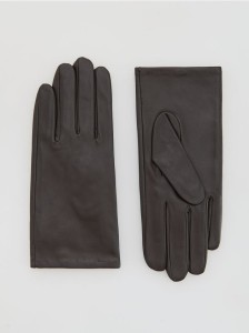 Skórzane rękawiczki - ciemnobrązowy