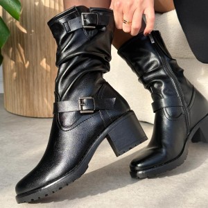 Czarne wyższe botki damskie Potocki 12706