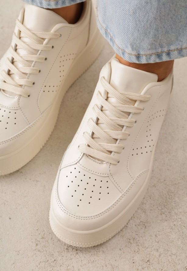 Beżowe Sneakersy na Platformie Agnenia