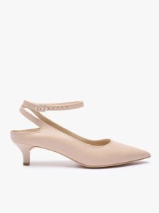 Beżowe czółenka kitten heels ze skóry licowej