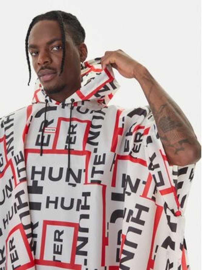 Hunter Ponczo HARU0006261 Biały Regular Fit