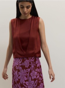 Bluzka z kopertowym przodem - karminowy
