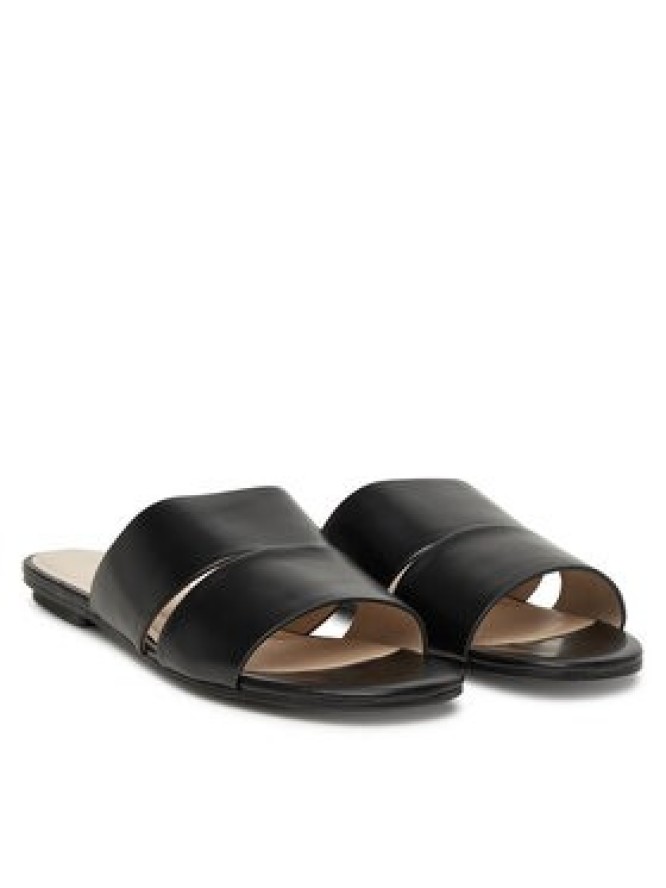 Calvin Klein Klapki Flat Slide - Lth 2 Straps HW0HW02365 Czarny