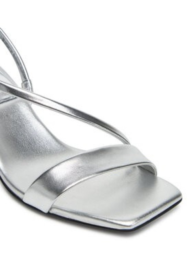 Calvin Klein Sandały Heel Sandal 50 Squared Metallic HW0HW02560 Srebrny