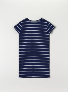 Sukienka mini w paski - granatowy