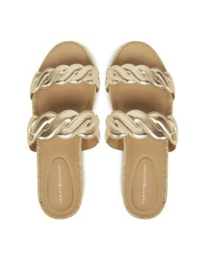 Tommy Hilfiger Espadryle Metallic Rope Espadrille Mule FW0FW08670 Złoty