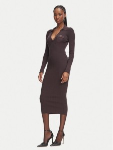 Elisabetta Franchi Sukienka dzianinowa AM-08B-66E2-V380 Brązowy ciemny Slim Fit