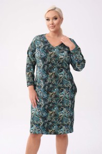 Ołówkowa dresowa sukienka Olivia z motywem ornamentu PLUS SIZE XXL OVERSIZE
