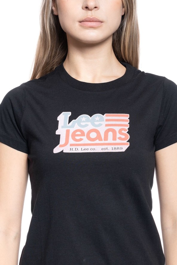 DAMSKI T-SHIRT LEE CREW NECK TEE BLACK L41LYG01 112109066